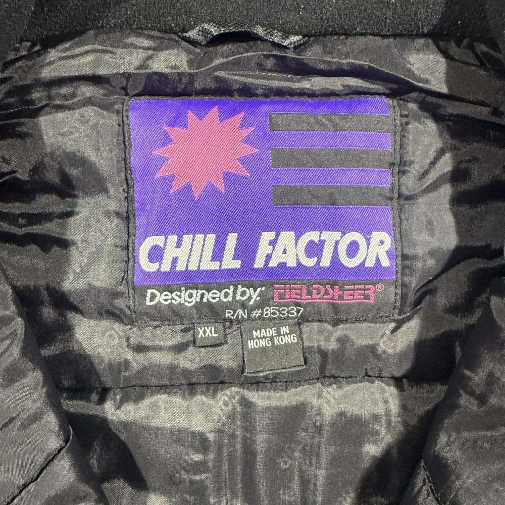 Vintage Chill Factor Jacket Mens 2XL Black Ski Bomber Colorblock 90s Winter